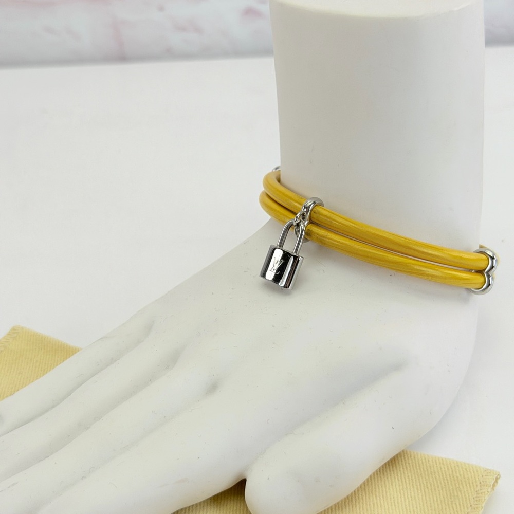 Louis Vuitton Keep it Yellow Multi-Strand Cable Bracelet with Silver Padlock
